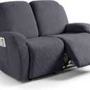 Ruaozz Recliner Sofa Covers Recliner Chair Covers Couch Covers for Reclining Couches with Pockets Washable Furniture Protector with Elastic Bottom (2 Seater, Dark Gray)