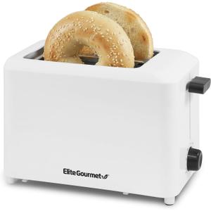 Elite Gourmet ECT-1027 Cool Touch Toaster, 7 Toast Settings Cancel Functions, Slide Out Crumb Tray, Extra Wide 1.5" Slots for Bagels Waffles Specialty Breads, Puff Pastry, Snacks, White