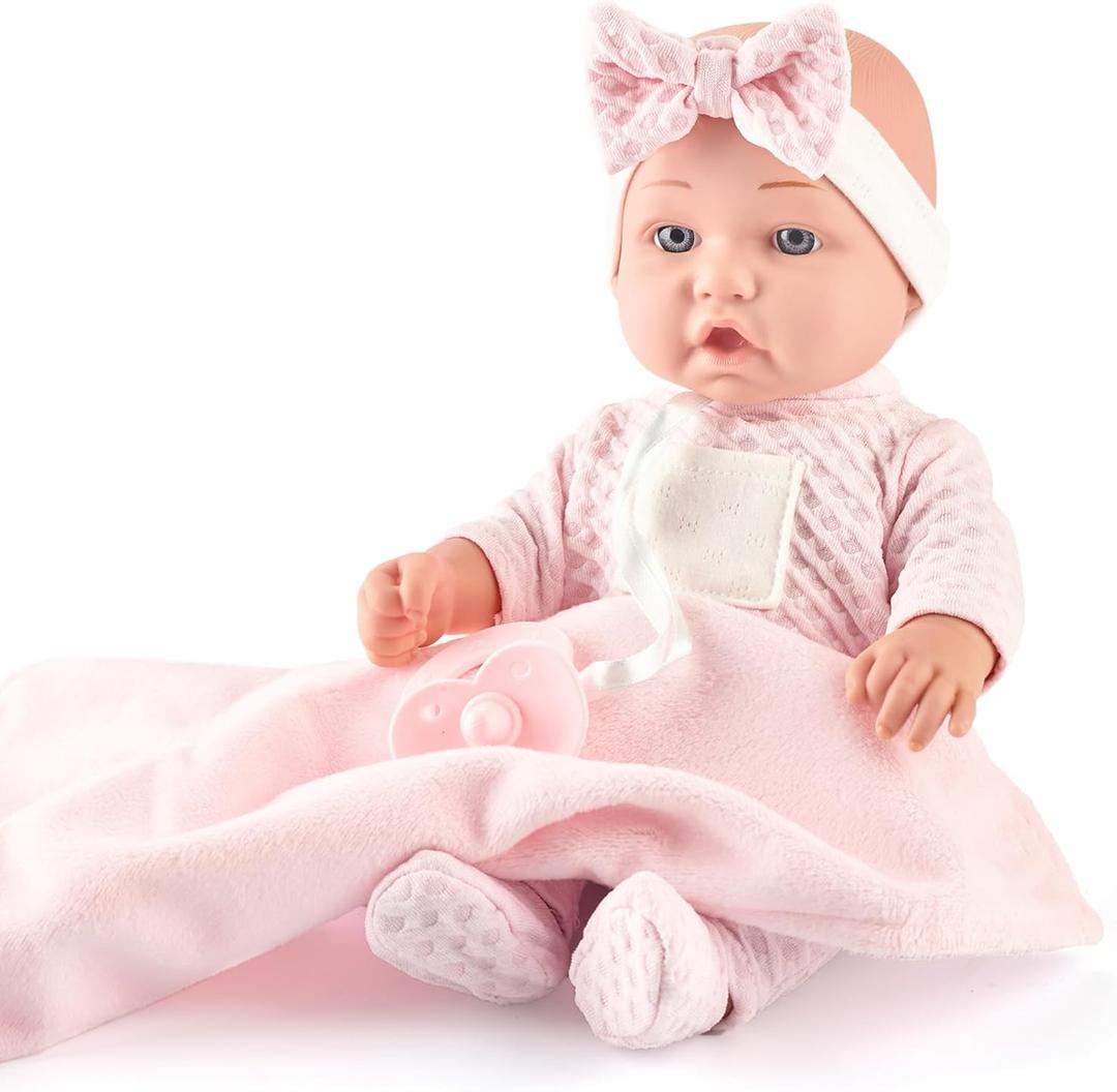 12 Inches Realistic Baby Doll Playset in Gift Box Includes Pacifier, Bottle, and Soft Blanket, Newborn Baby Doll Toy for Toddler Girls