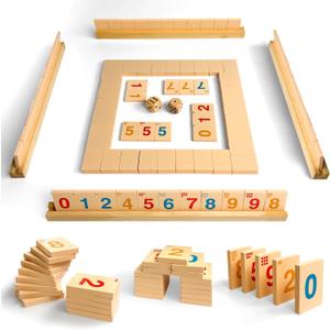 Chinese Mahjong Set for Beginners, Portable Travel Mahjong Game with Numbered Tiles, Easy to Learn Starter Set, Board Game for Adults and Teens