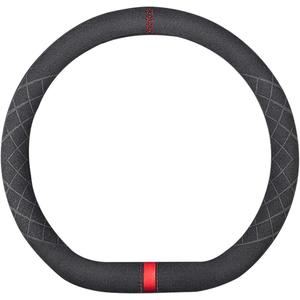 Suede D Shape Steering Wheel Cover,Compatible with Alfa Romeo Giulia Stelvio Flat Bottom Suede Leather Sport Non-Slip Wheel Cover Car Interior Accessories 15 inch for Man and Women