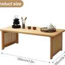 Foldable Japanese Floor Table Lightweight,No Assembly Required, Eco-Friendly Wood,Low Table for Sitting on the Floor, Perfect for Tatami,Meditation,Living Room Use (Natural Wood Color, 47.24 INCH)