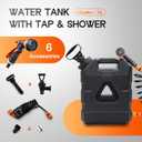 5.5 Gallon Portable Water Tank with Pump and 8 Modes Sprayer, Emergency Water Container for Camping Shower Off Road Shower Outdoor Hiking Picnic, Black