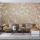 Plum Blossom Flower Bird Chinoiserie wall Mural Wallpaper for Bedroom 137" x 100"(Not Peel and Stick)