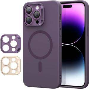 ESR for iPhone 14 Pro Case with MagSafe, Supports Magnetic Charging, Smooth & Slim Silicone Case, Shockproof, Full Screen and Camera Protection, Soft Microfiber Lining,Purple