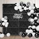 12PCS Black Shimmer Wall Backdrop, Square Sequin Photo Backdrops Panel, Glitter Wall Background for Birthdays, Weddings, Halloween, Engagements, Disco Bachelorette Party Decoration (3FTx4FT)
