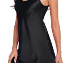 Women's Satin Nightgown Silk Slip Dress Sleepwear Sexy Negligee Lingerie Nightwear, M
