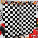 3 Pack Race Car Birthday Party Decorations, Checkered Black White Foil Streamers Backdrops with Birthday Banner for Racing Cars Party Decor One Happy Dude Party Supplies