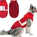 Reversible Dog Winter Coat, Waterproof Warm Fleece Sweater Windproof Lightweight Pet Snow Jacket for Medium Large Dogs with Double Ended Zipper, Cold Weather Dog Coat,Christmas Red, M (M (Neck 15.716.5", Chest 24.425.2"))