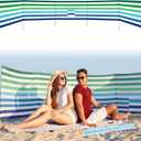 Cinnvoice 20ft Stripe Beach Windscreen Set Long Privacy Screen with 6 Hardwood Poles Rubber Mallet and Carry Bag Portable Beach Fence Wind Blocker for Summer Outdoor Sand Wind Protection
