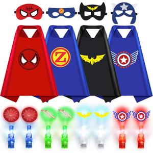 KUBUSFLY Superhero Capes for Kids, Halloween Costumes for Boys with Masks Dress Up Set for Cosplay Party Halloween Christmas Gifts Toys for Boys Kids Toddler 3 4 5 6+