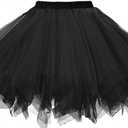 Girls Tutu Skirts Layered Tulle Princess Dresses Sparkle Tutu (Size: 5-8 Years, Black)