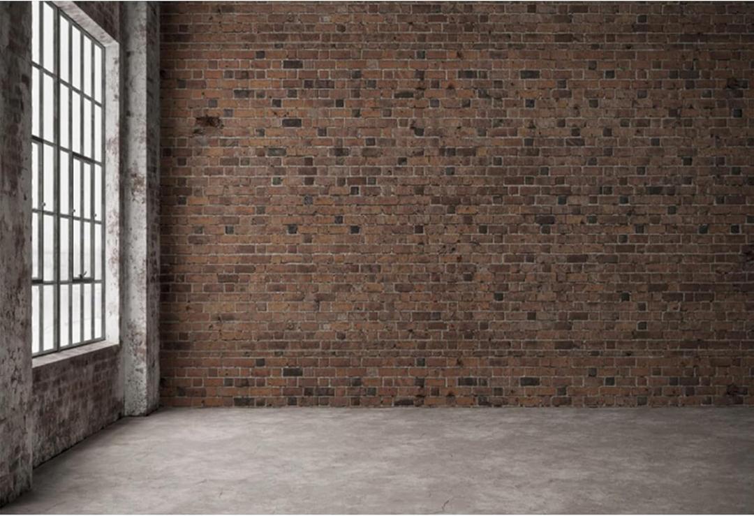 Baocicco 8x6ft Vintage Empty Room Photography Backdrop Retro Red Brick Wall Window Shabby Jerusalem Building Interior Room Photography Background Pet Kids Adults Portrait Studio Video Vlog Prop