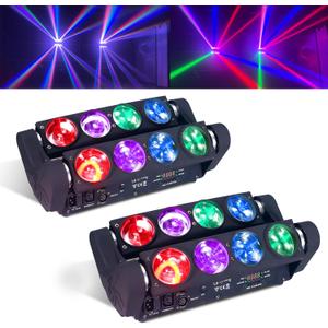 8x15W Spider Moving Head Light LED RGBW 4in1 Portable Stage Light, Strobe Party Beam DJ Lighting DMX 512 & Sound Activated for KTV Disco Party Event 2 Pack 8x15W Spider Moving Head Light LED RGBW 4in1 Portable Stage Light, Strobe Party Beam DJ Lighting DMX 512 & Sound Activated for KTV Disco Party Event 2 Pack
