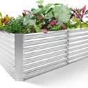 Land Guard 842 ft Galvanized Raised Garden Bed Kit, Galvanized Planter Raised Garden Boxes Outdoor, Large Metal Raised Garden Beds for Vegetables. (1-silver)