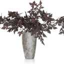 Lyrow 3 Pack 32 Inches Artificial Cimicifuga Plant Leaf Spray Faux Plum Cimicifuga Ramosa Leaf Branch Faux Fall Spray Silk Plants for Home Vase Wedding Garden Farmhouse Table Mantel Decor