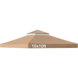 ShowyLive 10x10 Canopy Replacement Top - Gazebo Replacement Canopy, Replacement Canopy Top 10x10 Khaki