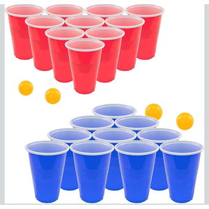 Pong Set - 12 Durable Cups in Red & Blue, 4 Precision Ping Pong Balls - The Epic Party Game for Endless Fun & Friendly Competition - Ideal for BBQs, Birthdays & More!  ( 2 packs)