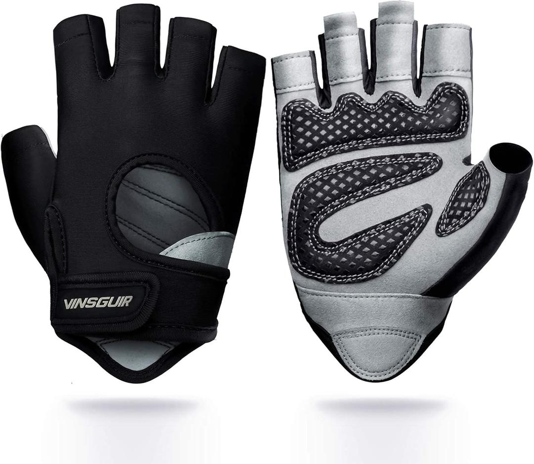VINSGUIR Workout Gloves for Men and Women, Weight Lifting Gloves with Excellent Grip, Lightweight Gym Gloves for Weightlifting, Cycling, Exercise, Crosstraining, Pull ups, Fitness, Climbing and Rowing (Medium, Black)