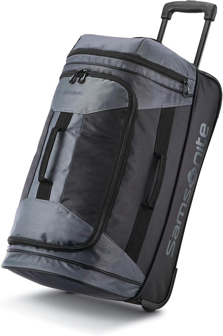 Samsonite Andante 2 Wheeled Duffel Bag 22-Inch Durable Rolling Luggage with Inline Skate Wheels, Push-Button Handle & Spacious Compartments Travel-Friendly and Lightweight -  Riverrock/Black