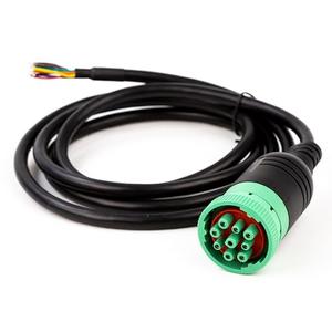 Green Type 2 J1939 Male to Open Pigtail 9pin Cable Truck Diagnostic Scanner Cable