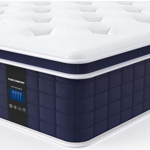 Coolvie King Size Mattress, 12 Inch Hybrid King Mattress in a Box, Medium Firm Feel with Memory Foam, Pocket Spring for Motion Isolation, Extra Lumbar & Shoulder Support for Pain Relief, 80x76x12