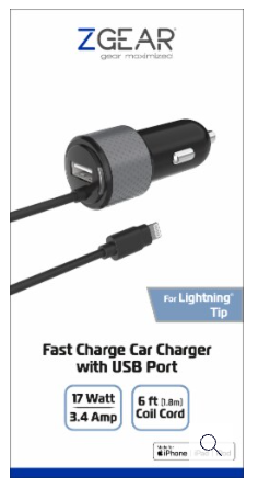 ZGEAR 
Fast Charger Car Charger With USB Port