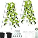 Foldable Cucumber Trellis - 2 Pack, A-Frame Garden Trellis 46" L x 18" W, Steel Climbing Plants Support Raised Bed Trellis with Twist Ties & Plant Bags for Climbing Plants Outdoor