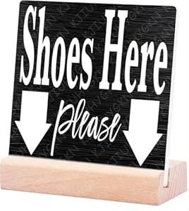 Shoe Here Please Ceramic Desk Sign - Entryway Decor for Mudroom, Front Door & Shoe Rack Organization - Whimsical Housewarming Gift for New Homeowners, Couples, Organizers 4x4inch