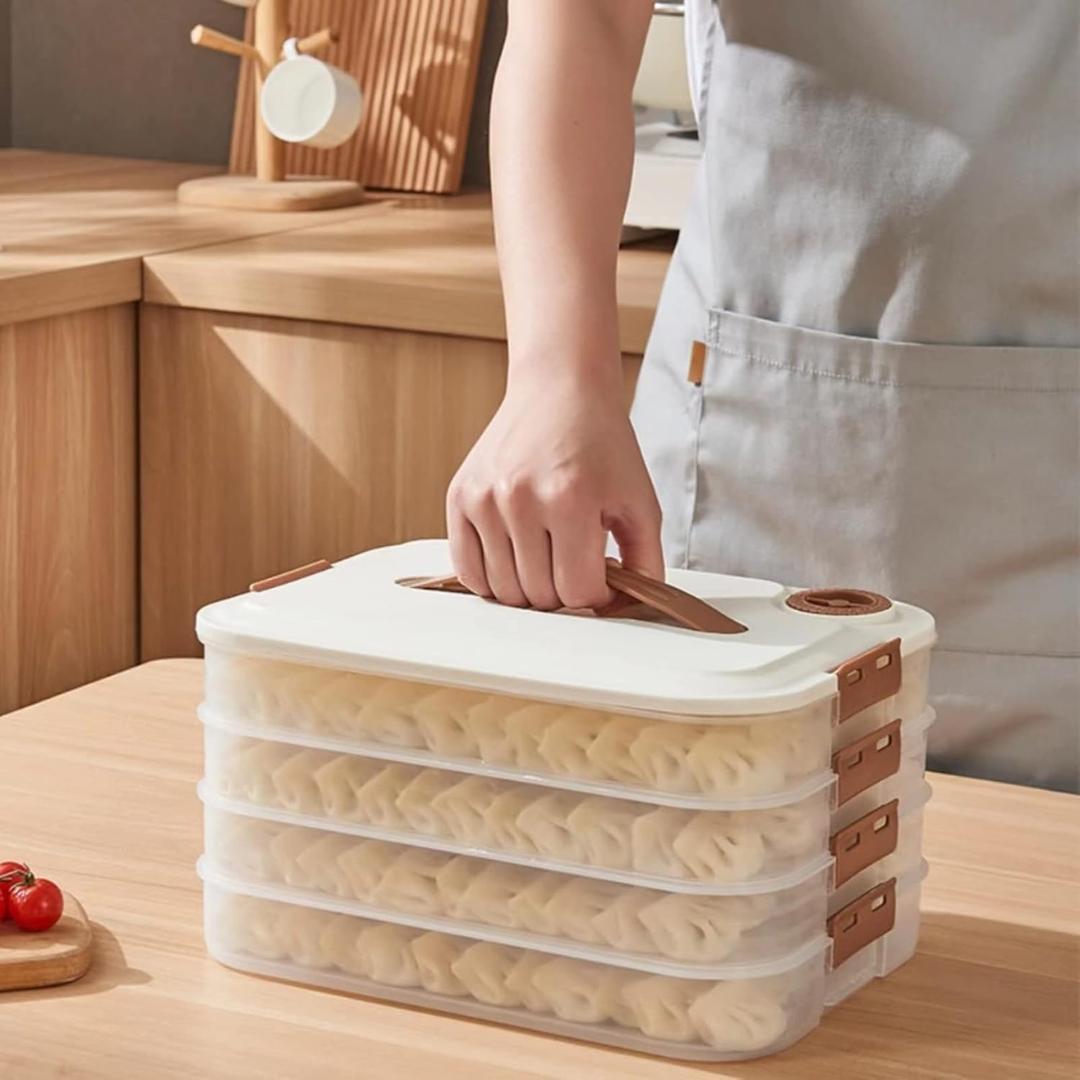 MANHONGYU 4-layer Food Storage Containers,Plastic Cookie Containers,Stackable Cookie Carrier, Dumpling Storage Box
