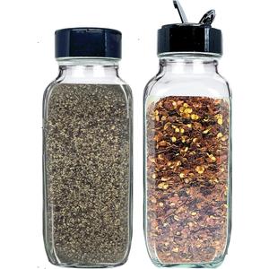 JARMING COLLECTIONS 16oz Glass French Square Spice Shakers with Lids  Large Seasoning Containers for Kitchen, Pantry, Herbs & Spices - Enhance Your Spice Storage  Made in USA