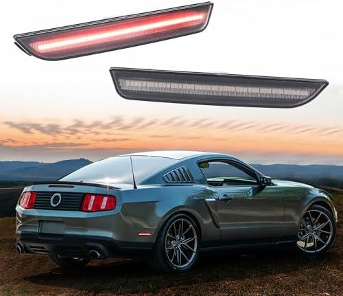 KAKABAS Smoked Lens Red LED Rear Bumper Side Marker Light Compatible With Ford Mustang 2010-2014, Full LED Rear Bumper Sidemarker Reflectors For 2010-2014-2PCS