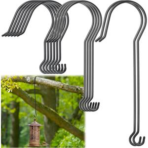 Bucherry 12 Pack Extra Large S Hooks for Plants, Tree Branch Bird Feeder Hook 12/18/24 Inch Long Metal Heavy Duty S Hanger for Hanging Bird Feeders, Baskets, Plants, Lanterns and Ornaments