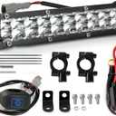 Dirt Bike Light Bar Universal for Most 7/8" Handlebar Motorcycle, Fits for CRF110 KLX110 TTR110 YZF450 RM85, 7-Inch 60W 6000-6500K Clear Headlight, Plug and Play (White)