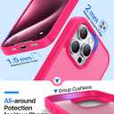 for iPhone 15 Pro Max Case, [Military-Grade Drop Protection][Anti-Yellowing] Shockproof Protective Translucent Matte Cover for iPhone 15 Pro Max Phone Case,Hot Pink