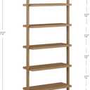 Nathan James Beacon Scandinavian 6-Shelf Wooden Wall Mounted Bookcase, Rustic Solid Wood Bookshelf, Light Brown