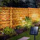 Solar Net Lights Outdoor, 100 LED 5Ft x 5Ft Bush Net Light Outdoor Mesh Lights Auto On/Off 8 Modes for Tree Fence Backyard Bush Decor (Warm White)