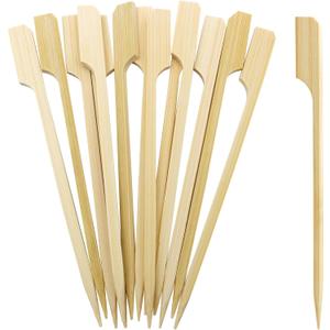 BLUE TOP 200Pcs Bamboo Paddle Picks, 6 Inch Sturdy Flat Skewers Food Appetizer Toothpicks for for Fruit, Grilling, Drink, BBQ, Barbecue, Yakitori Chicken, Fondue, Roasting,Cocktail, Marshmallow