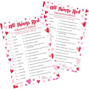 5 x DISTINCTIVS Valentines Day Trivia Game All Things Red, Classroom Party Activity for Kids, 25 Count