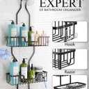 Shower Caddy Hanging Organizer: Over Shower Head Storage Shelf - Aluminum Never Rust Rack for Inside Shower Black