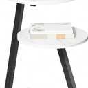 BEWISHOME Round End Table Marble Side Table with Metal Frame, Small Nightstand with 3-Tier Shelves, Night Stand for Living Room Bedroom Tall Black KTZ41H