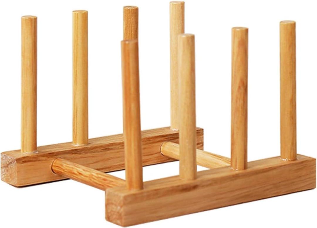 Kunovo Bamboo Dish Rack,Pot lid/Plate/Cutting Board Organizer for Kitchen cabinets,Bottle Drying Holder (3g)