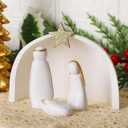 Juegoal Christmas Nativity Sets, Set of 4 White Mini Nativity Scene Resin Figurines, Xmas Holy Family Table Ornaments, Religious Holiday Collection Gifts, Baby Jesus Nativity Mantle Shelf Decor