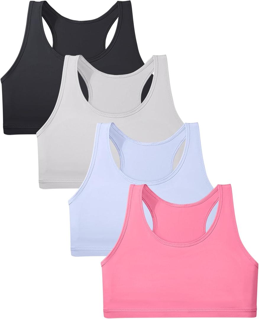 Sascina Girls Training Bras Racerback Sports Bras 8-10 Preteen Seamless Bralettes - No Pads, Chest Double Lined, M