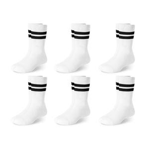 Haloumoning Boys Striped Crew Socks 6 Pairs Kids Cushioned Uniform Casual Athletic Soft Cotton Socks 4-15 Years