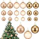 18 Pcs Glass Christmas Ball Ornament Set 1.18'' 1.57'' 2.36'' Christmas Tree Decoration Baubles Matte Shiny Clear Hanging Glass Balls Bulk for Xmas Tree Party Holiday Decor Gifts(Gold)