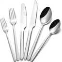 KINGSTONE 36-Piece Silverware Set with Steak Knives, Flatware Set for 6, Stainless Steel Tableware Cutlery Set for Home Restaurant, Mirror Finish, Modern Design