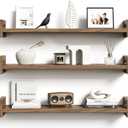 Upgraded Floating Shelves for Wall, Set of 3 Solid Wood Wall Mounted Shelves, 23.6" Rustic Walnut Display Shelf for Bedroom, Living Room, Bathroom, and Kitchen Decor - Heavy-Duty & Natural Pine