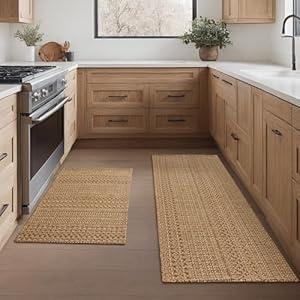 MatEssenz Kitchen Mats for Floor, Kitchen Rugs, Machine Washable Mats 20"x30"+20"x48" Boho Style, Anti-Skid TPR Backing for Kitchen, Non-Slip, Durable, Easy Clean Spring & Everyday Use