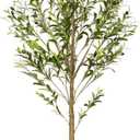 6FT Artificial Olive Tree Indoor Tall Realistic Faux Olive Tree with Plastic Planter, Fake Silk Tree with Handcrafted Branches & Fruits, Large Fake Plant for Home and Office Decor (6FT)